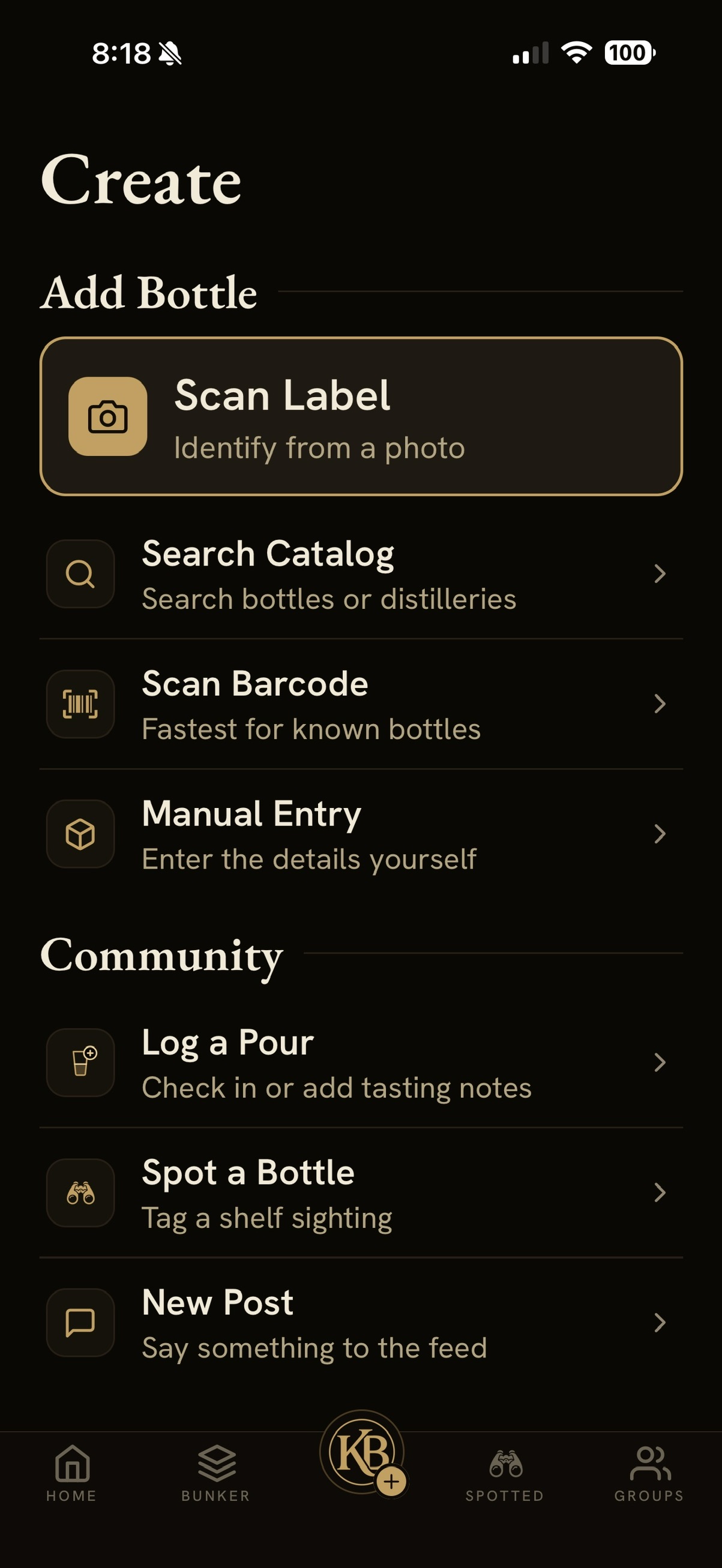 KillerBourbon app — feed